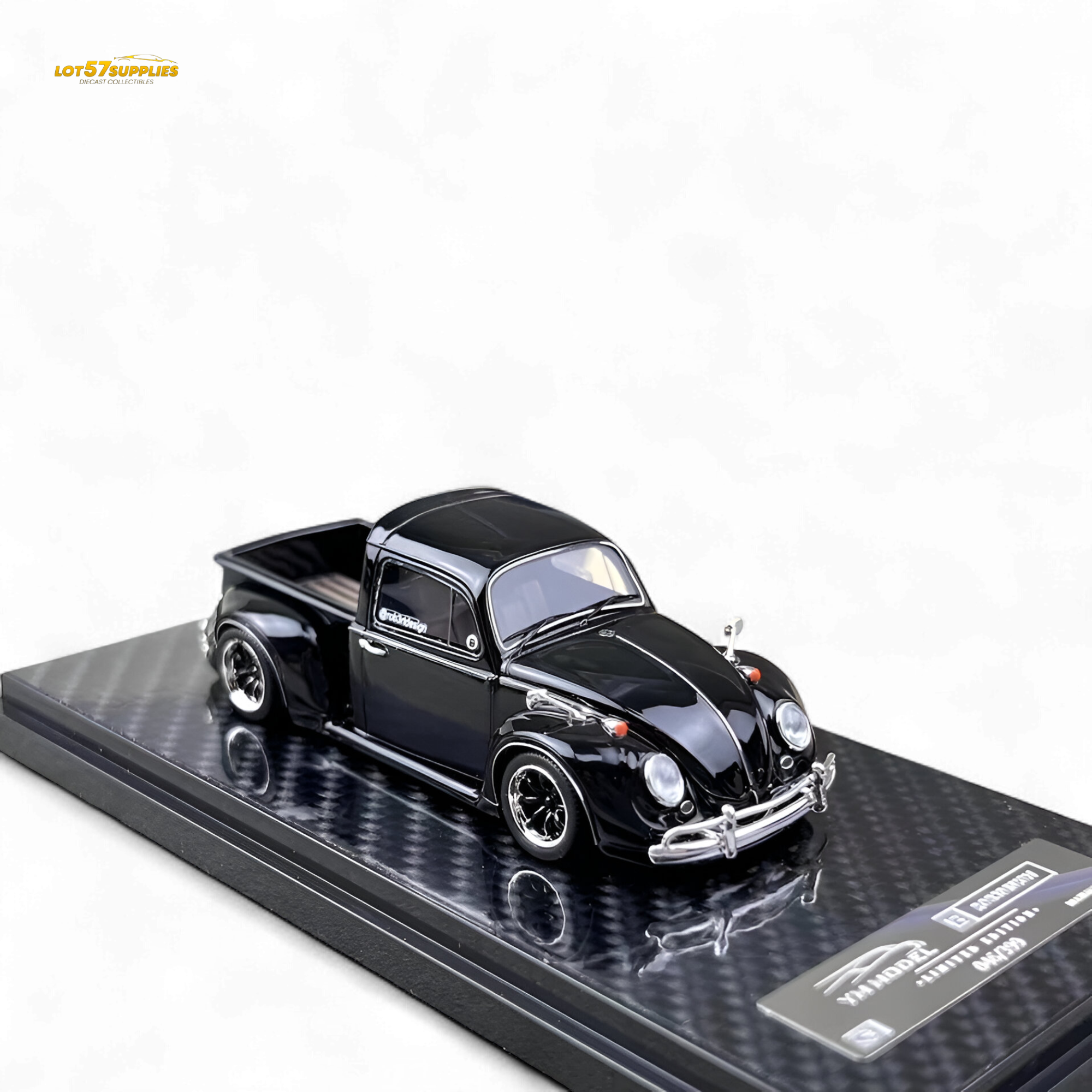 YM Model Volkswagen Beetle Pickup Truck FUSCUP Black 1:64