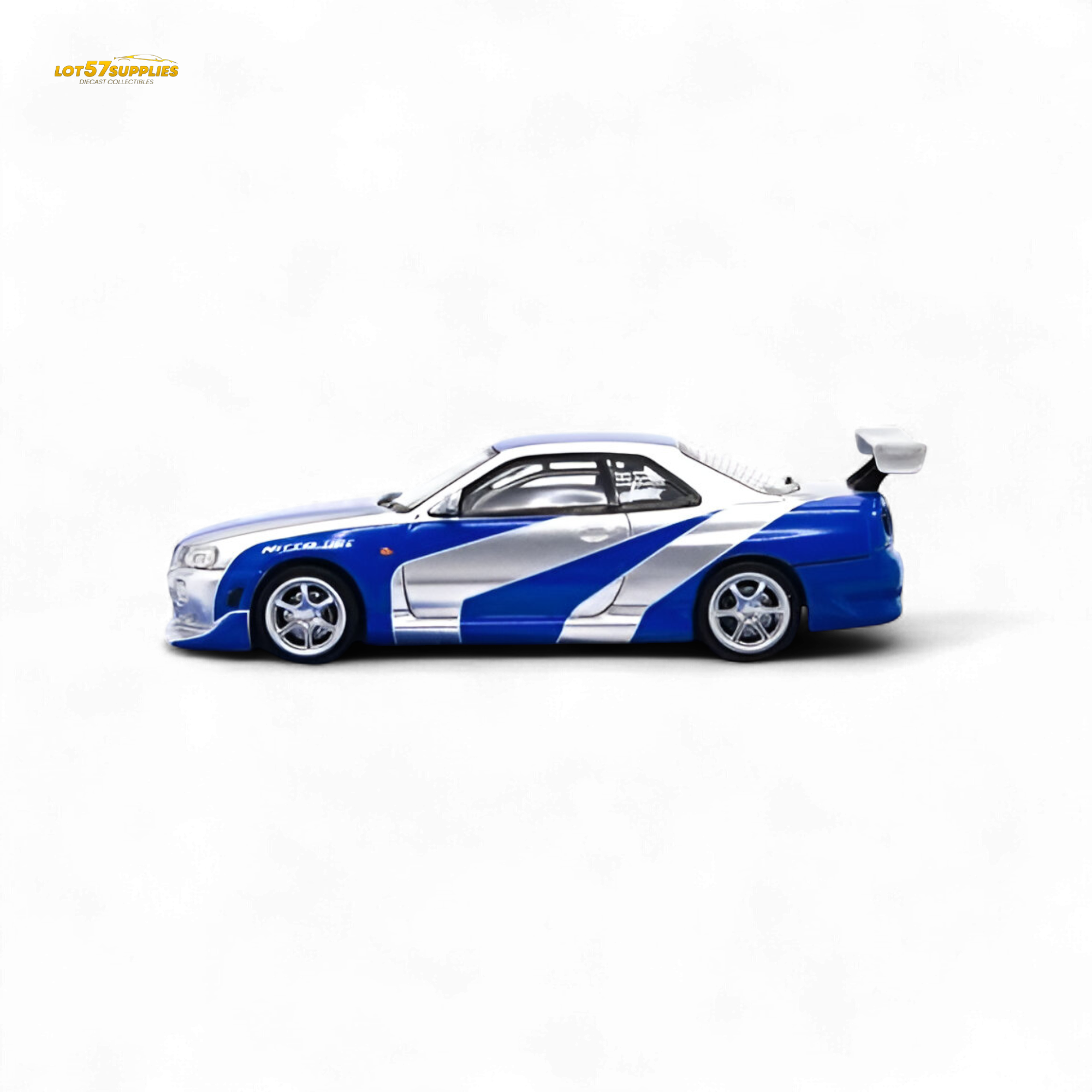 TimeMicro Skyline GT-R R34 Blue Silver 1:64