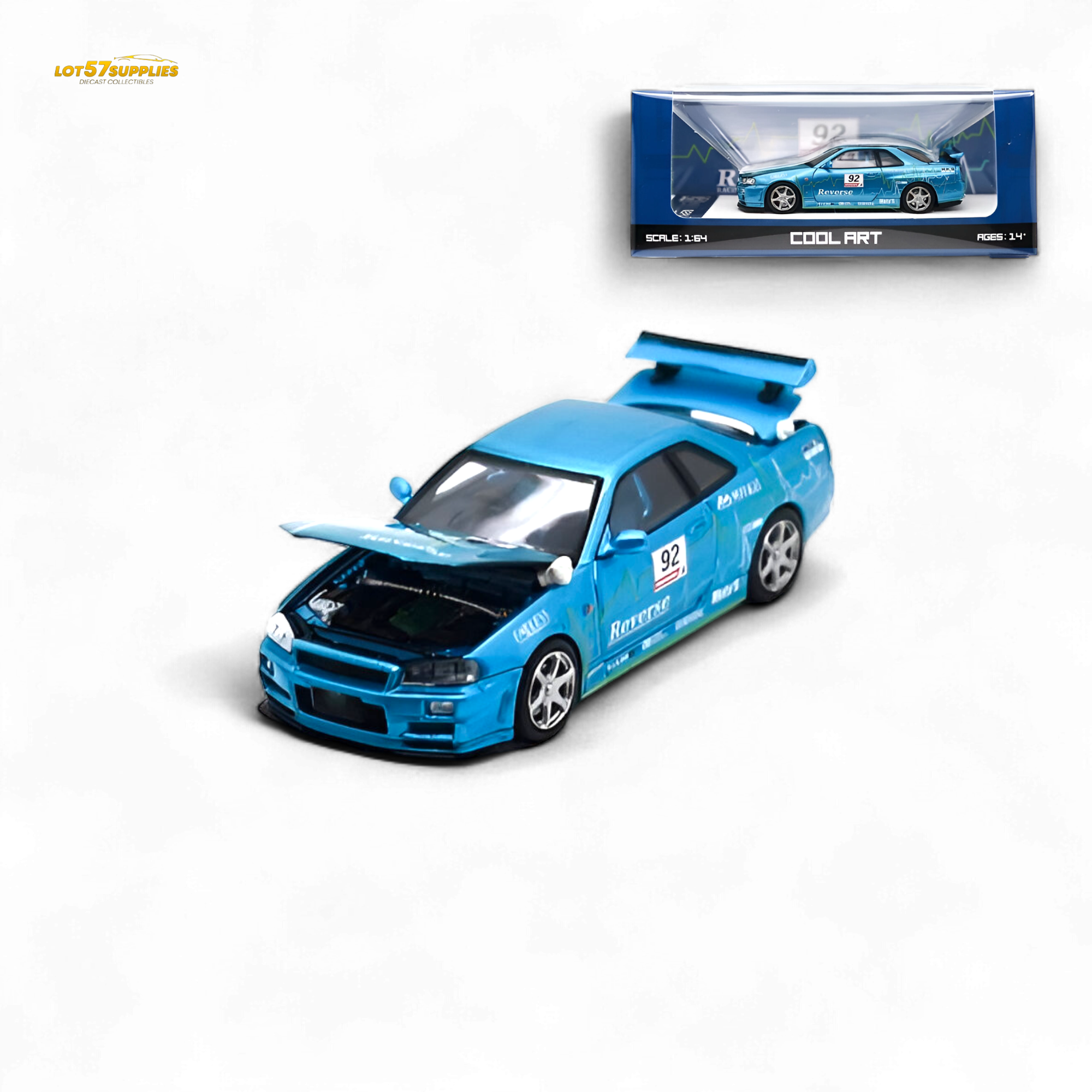 Cool ART Nissan Skyline R34 Blue #92 1:64