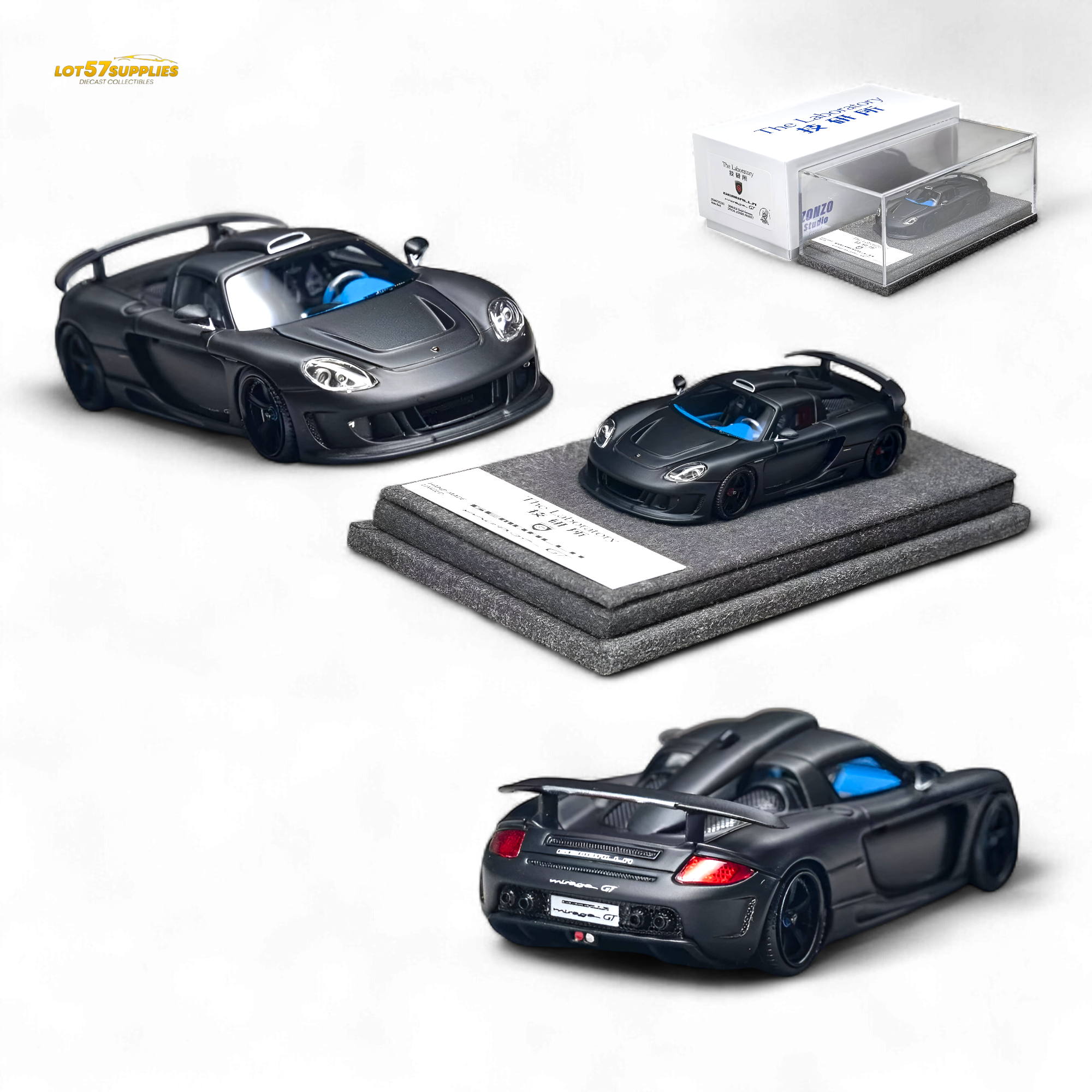 The Laboratory X Gemballa Mirage GT MATTE BLACK 1:64 Resin
