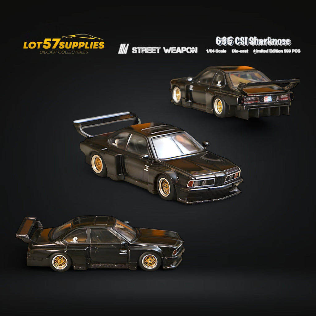 Street Weapon BMW E24 635 CSI Sharknose WideBody Black 1:64