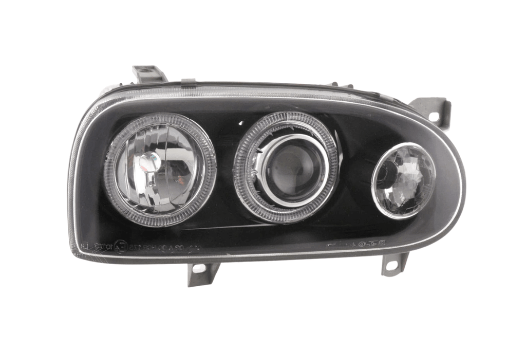 VW Golf 3 type 1HXO, 1 EXO Black Angel Eye Headlights (1991-1997)