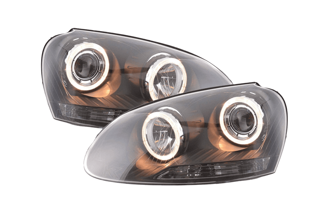 VW Golf 5 Black Angel Eye Headlights with DRL (2003-2008)