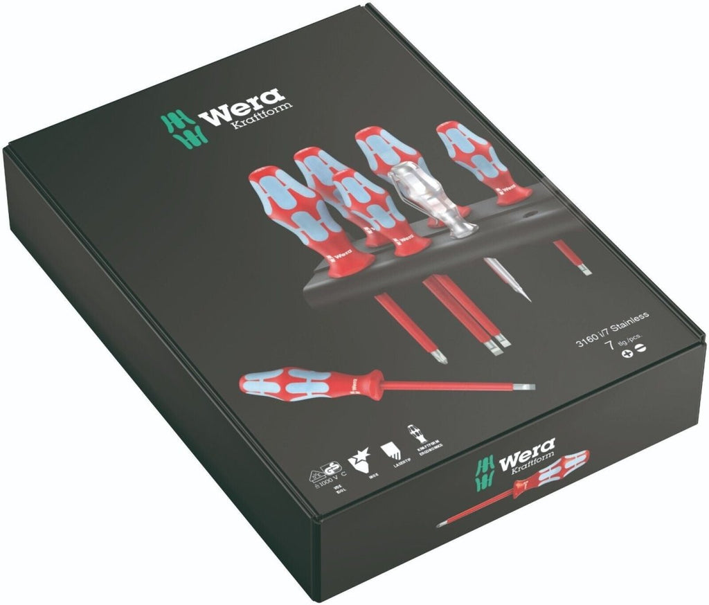 Wera 3165 i/6 VDE Stainless Steel Screwdriver Set With Rack 6 Pieces 05022745001