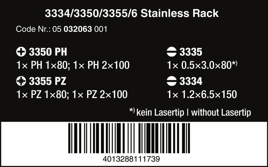 Wera 3334/3350/3355/6 Stainless Steel Screwdriver Set 6 Piece 05032063001