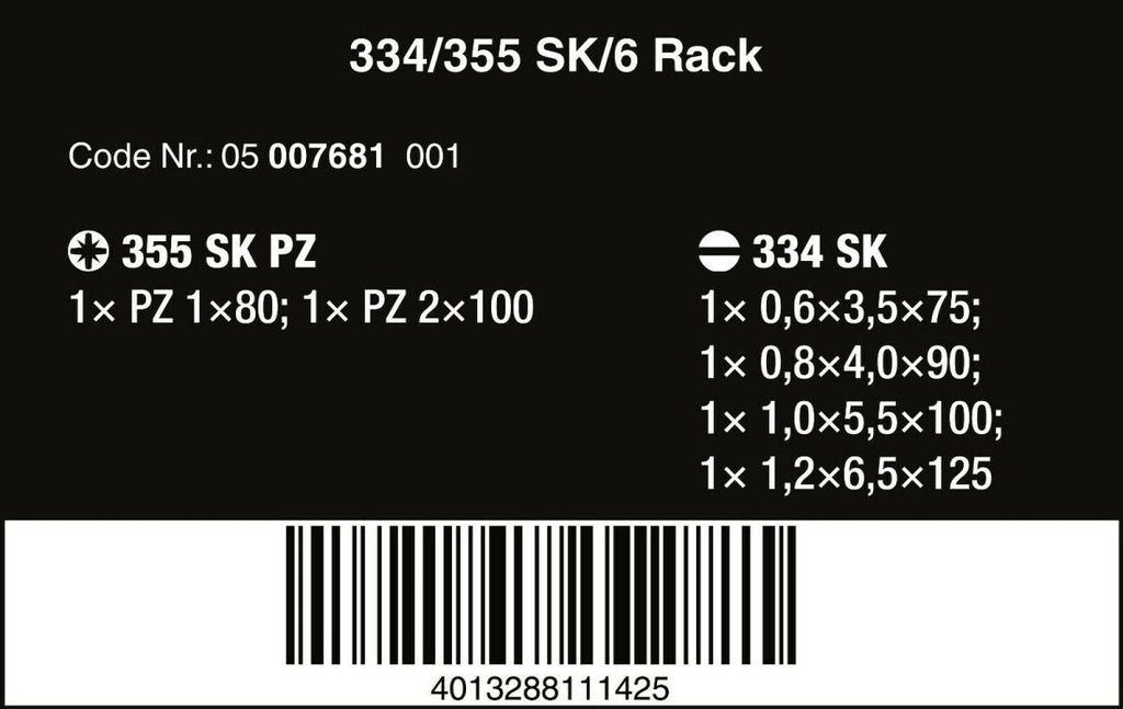 Wera 334/355 SK/6 Kraftform Plus Lasertip Screwdriver Set 05007681001