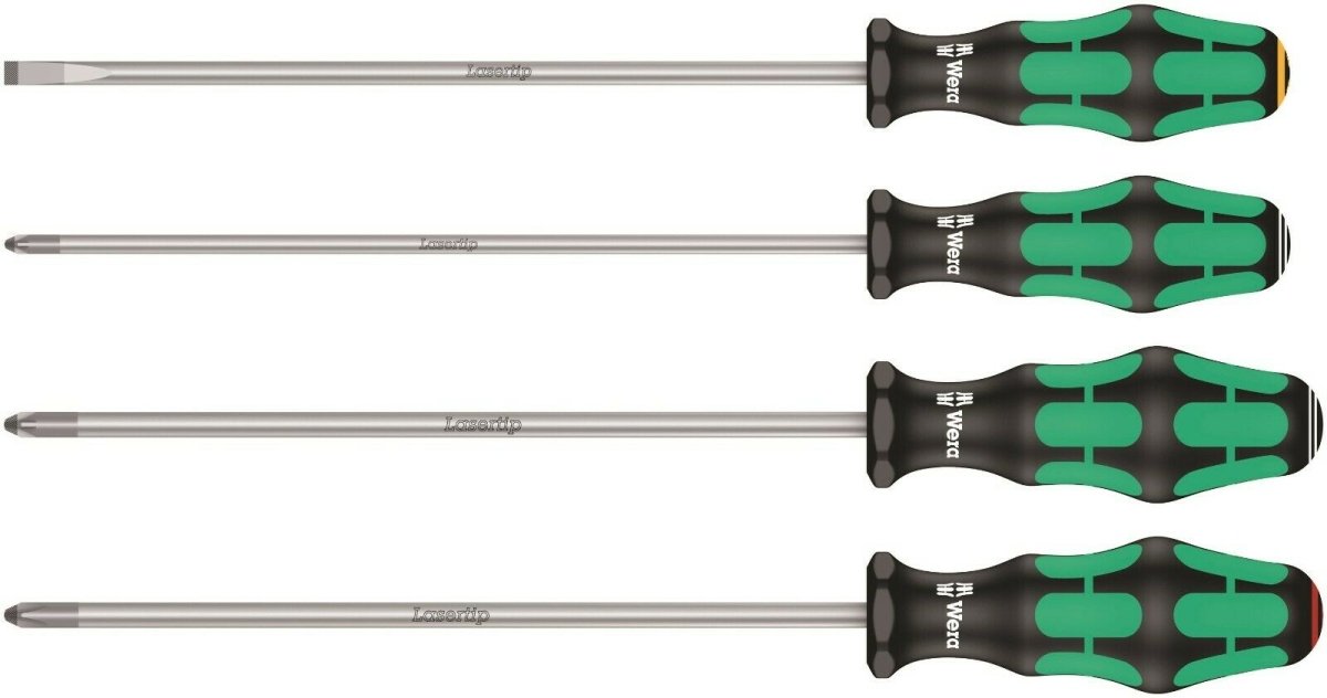 Wera 335/350/355/4 Kraftform Plus Screwdriver Set 200 mm Long 05347736002