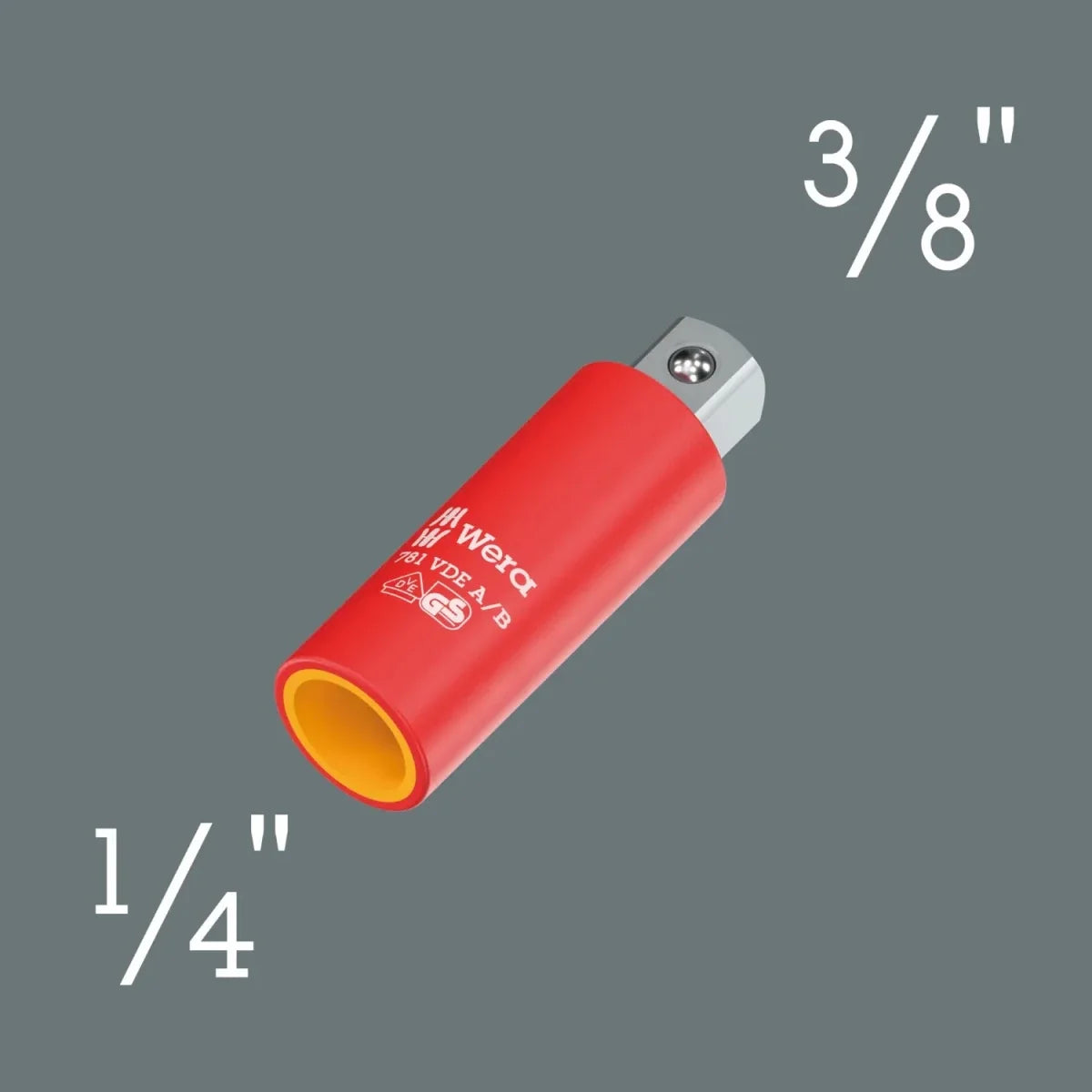 Wera 781 A/B VDE Insulated Adapter, 1/4" Internal Square to 3/8" External Square (05024690001)