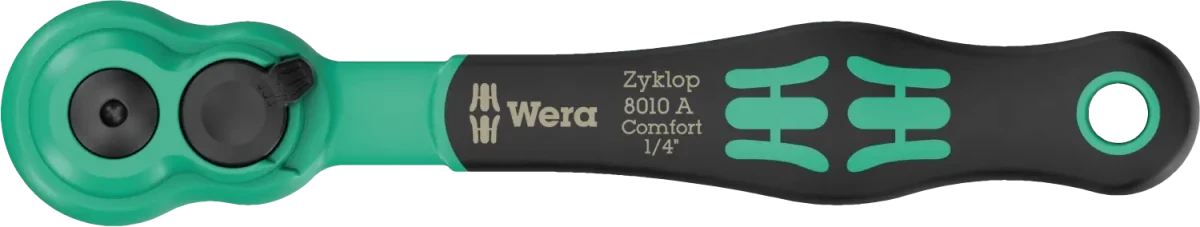 Wera 8010 A Zyklop Comfort 1/4" Drive Ratchet – 80-Tooth Fine Action (05005600001)