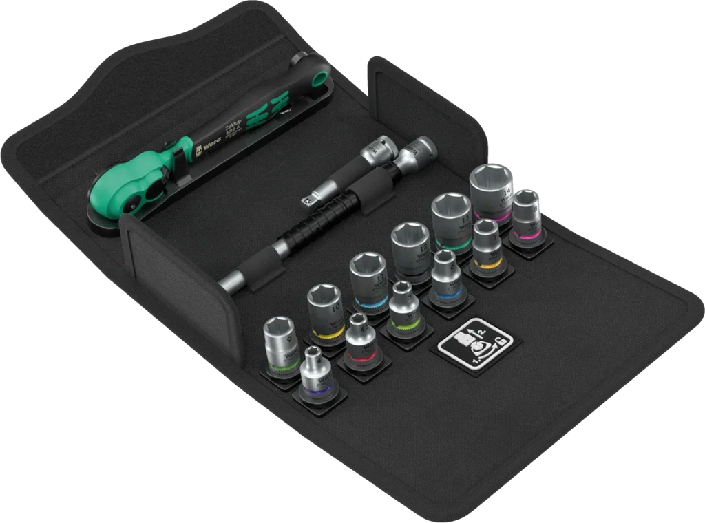Wera 8100 SA 13 Zyklop Comfort Ratchet Set, 1/4" Drive, Metric, 15 Pieces