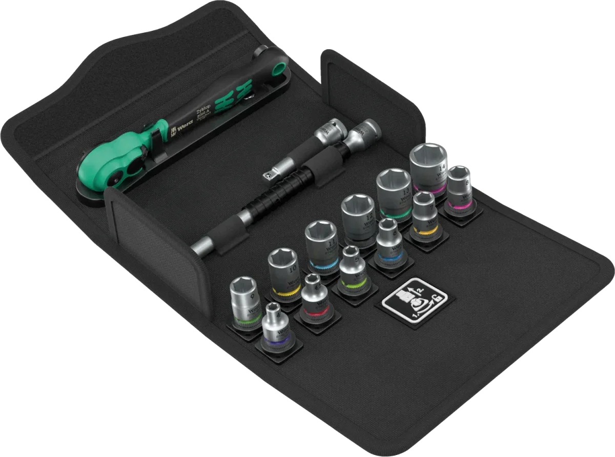 Wera 8100 SA 13 Zyklop Comfort Ratchet Set, 1/4" Drive, Metric, 15 Pieces