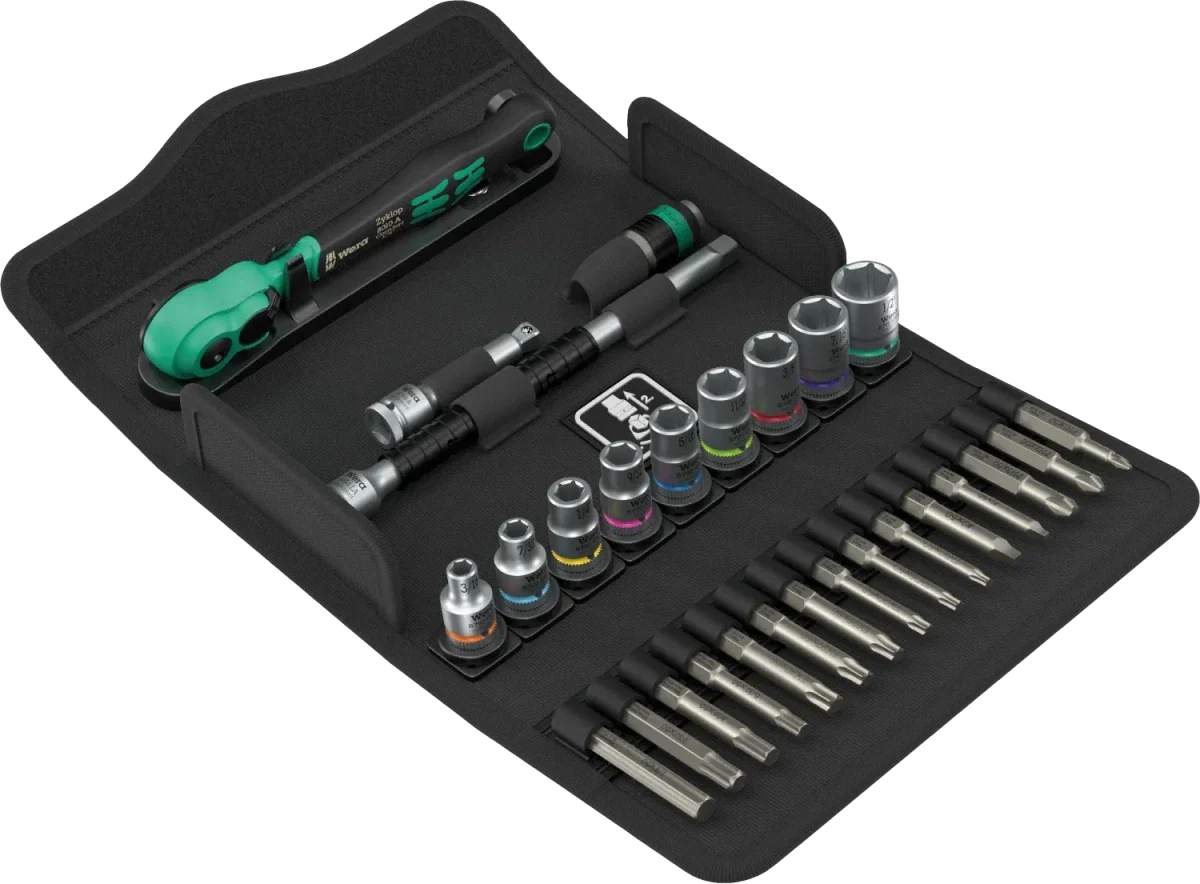 Wera 8100 SA 15 Zyklop Comfort Ratchet Set, 1/4" Drive, Imperial (SAE), 28 Piece (05005542001)