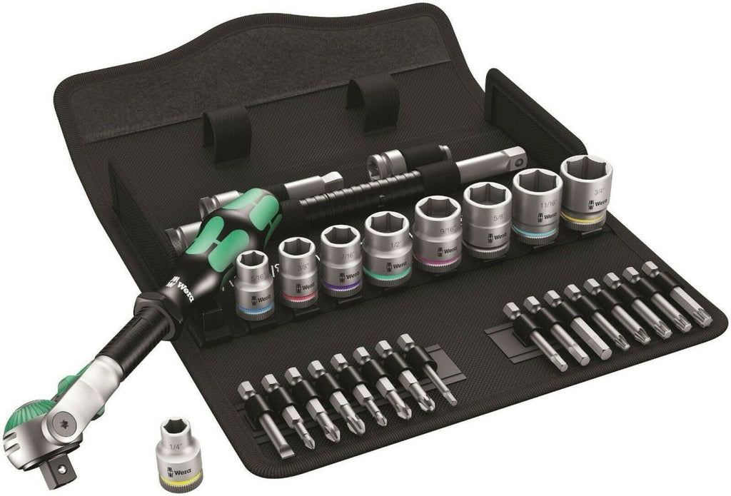 Wera 8100 SB 9 Zyklop Speed Ratchet Set 3/8" Drive SAE 28 Piece 05004049001