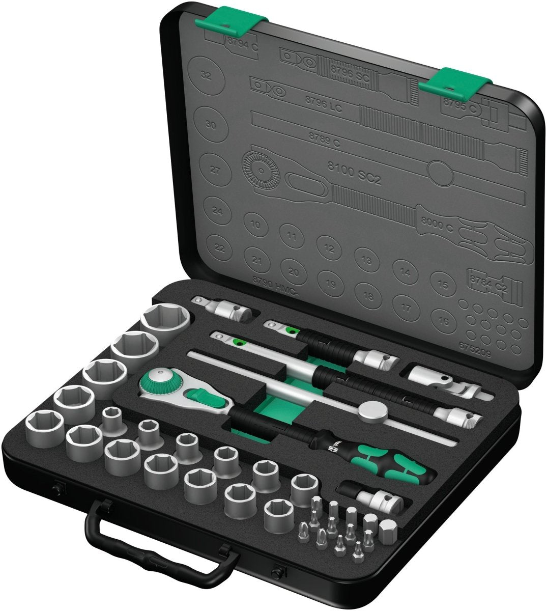 Wera 8100 SC 2 Zyklop Speed Ratchet Set 1/2" Drive 37 Pieces Metric 05003645001