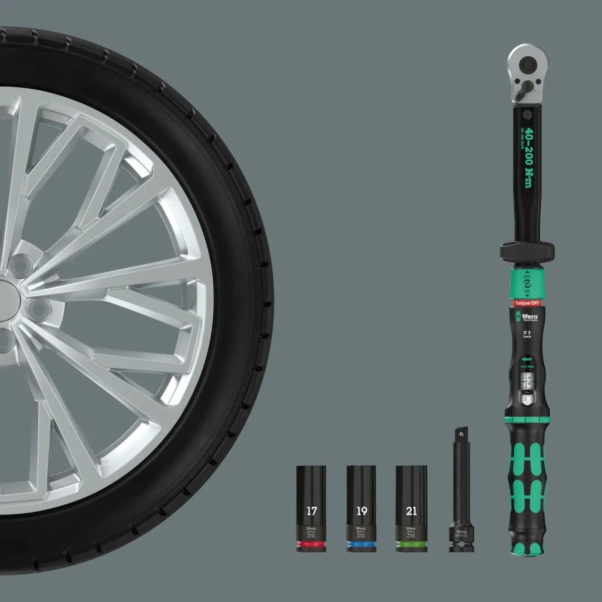 Wera Click-Torque Lock C 3 Car Wheel Change Set 1