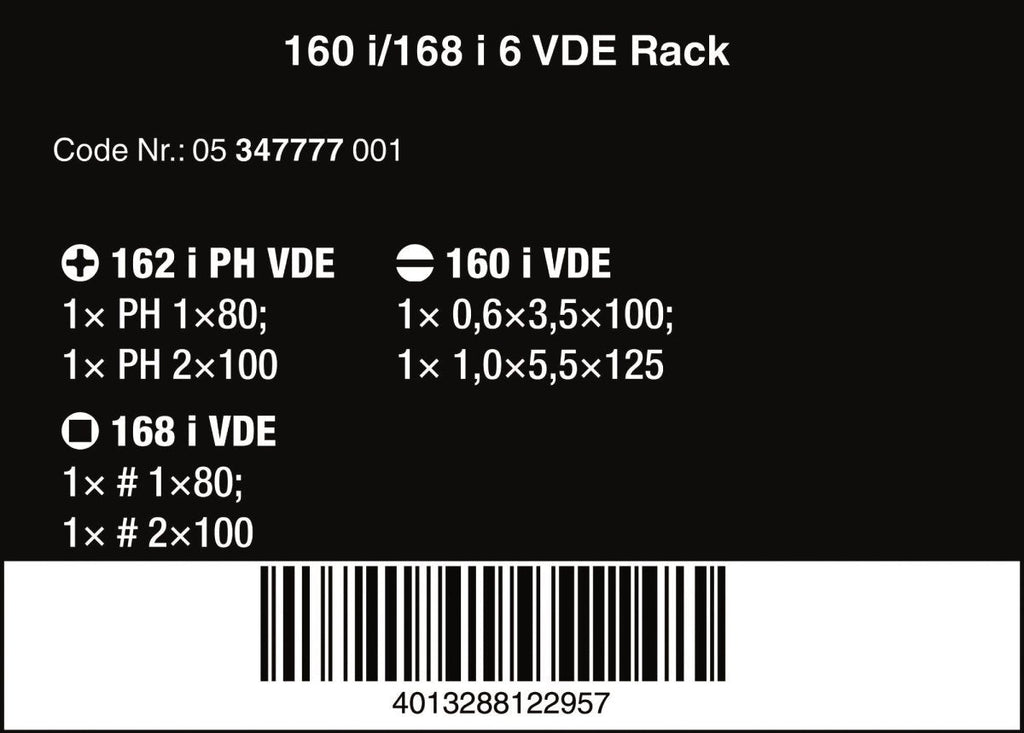 Wera Kraftform Plus VDE 100 Insulated Screwdriver Set With Rack 05347777001