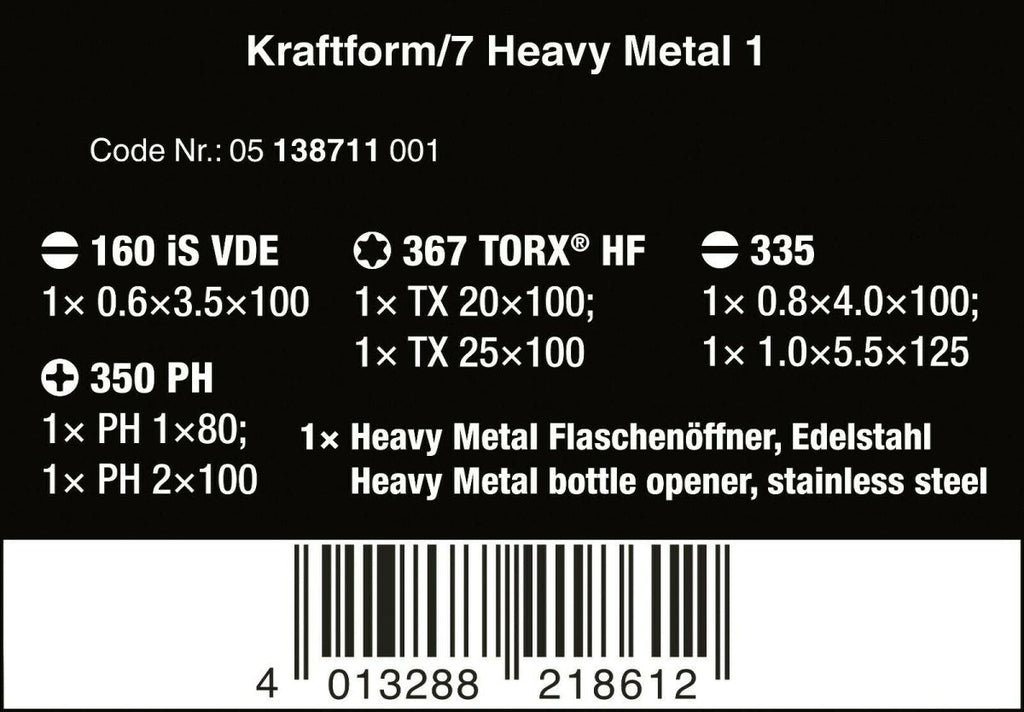 Wera Kraftform/7 Heavy Metal 1 Screwdriver Set 7 Piece 05138711001