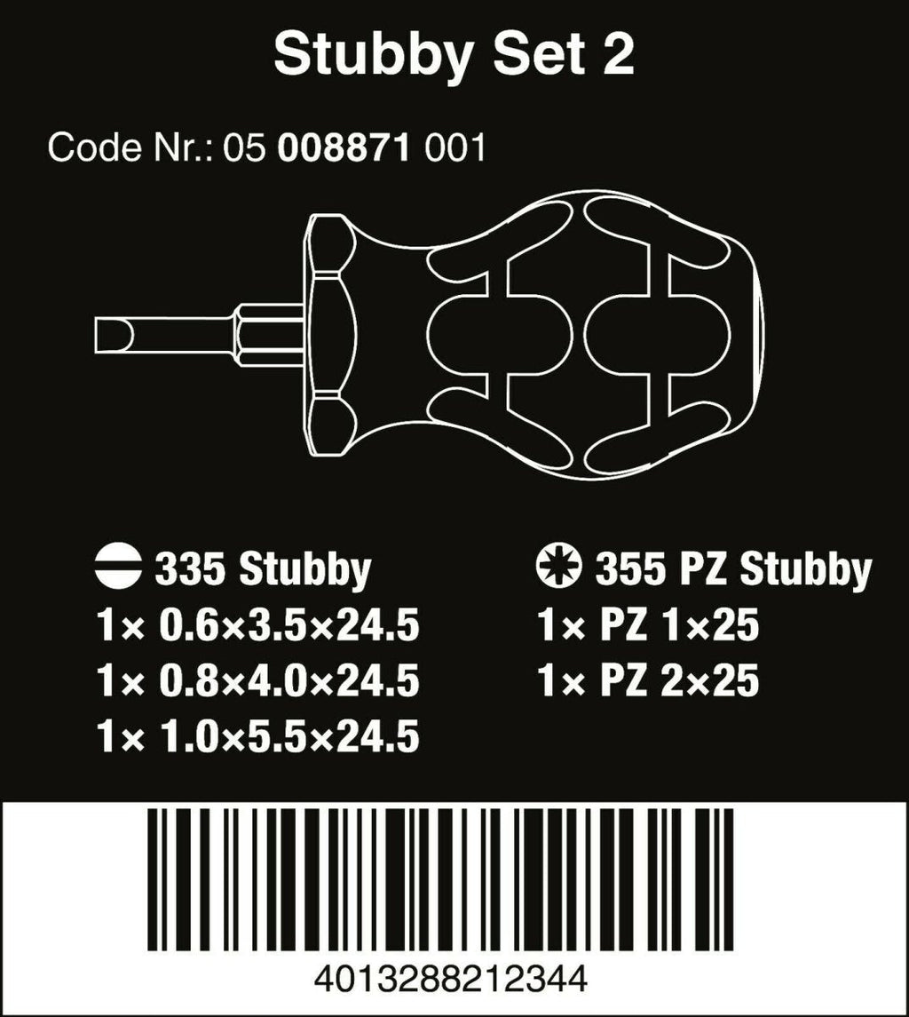 Wera Stubby Set 2 Screwdriver Set 5 Piece 05008871001