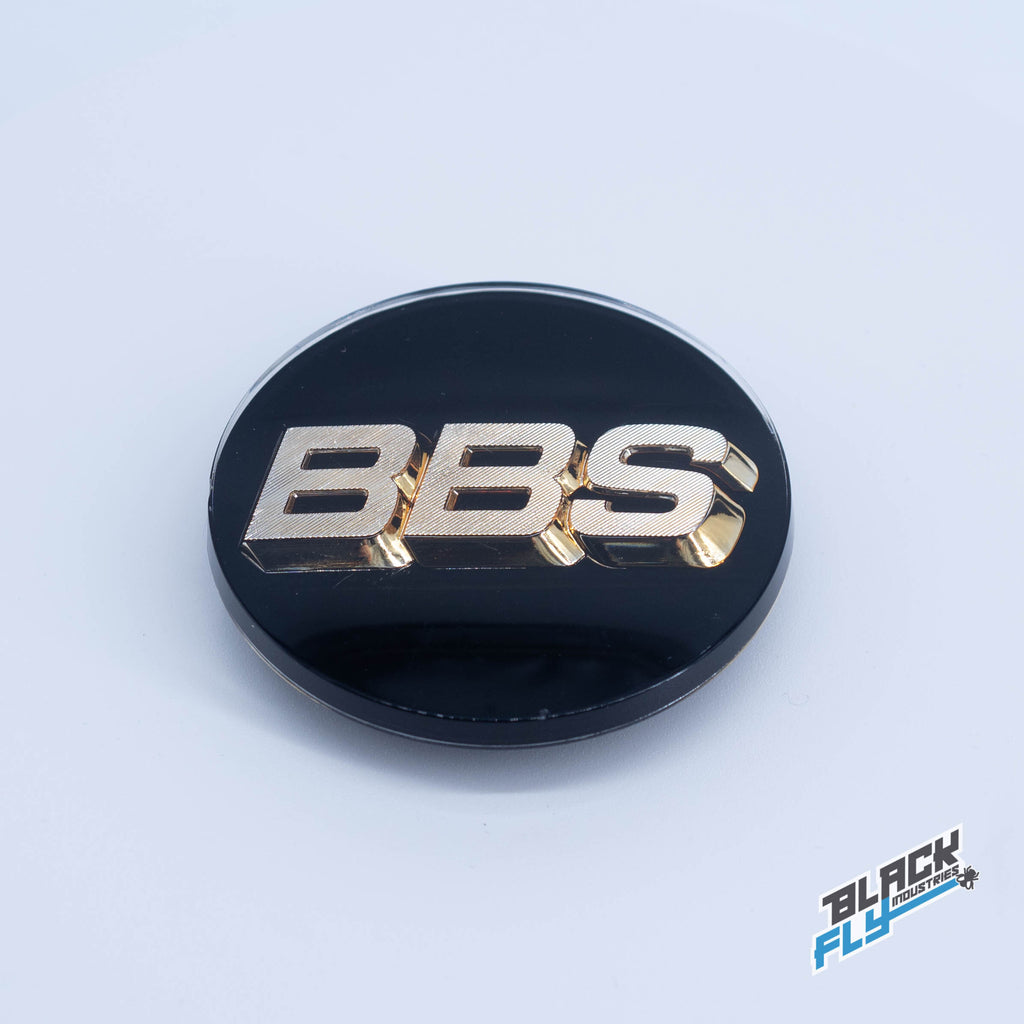 Genuine BBS 80mm Black/Gold 3D logo 3 Tab Cap set 56.24.038 or 56.24.039 RC RSII