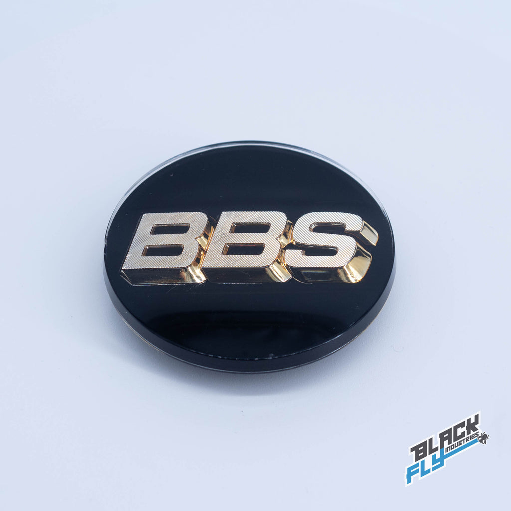 Genuine BBS Black/ Gold 3D Logo 70 mm center cap set