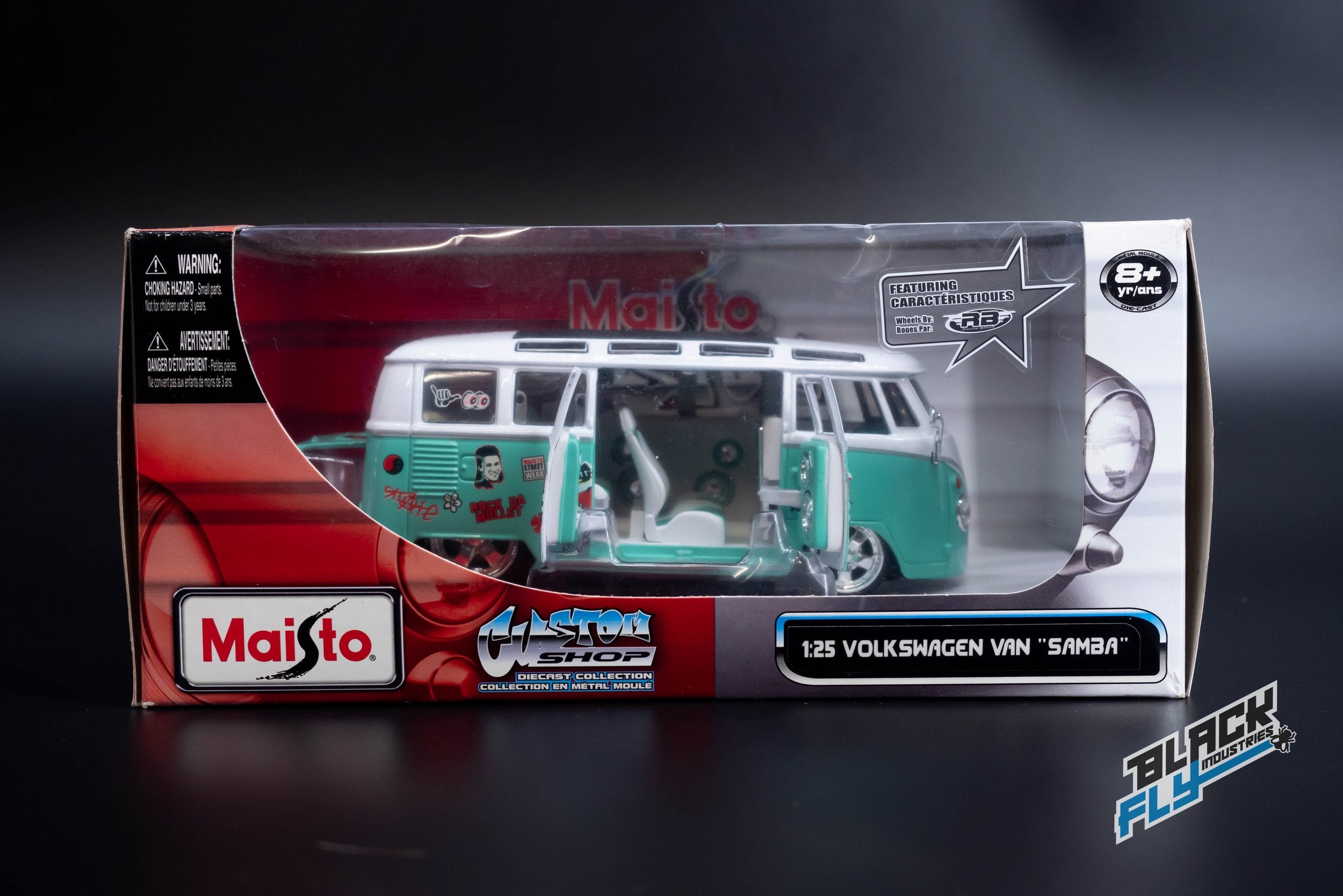 Volkswagen 1/25 Scale Bus "Samba" Green and White w/Graffiti – Black Fly Industries