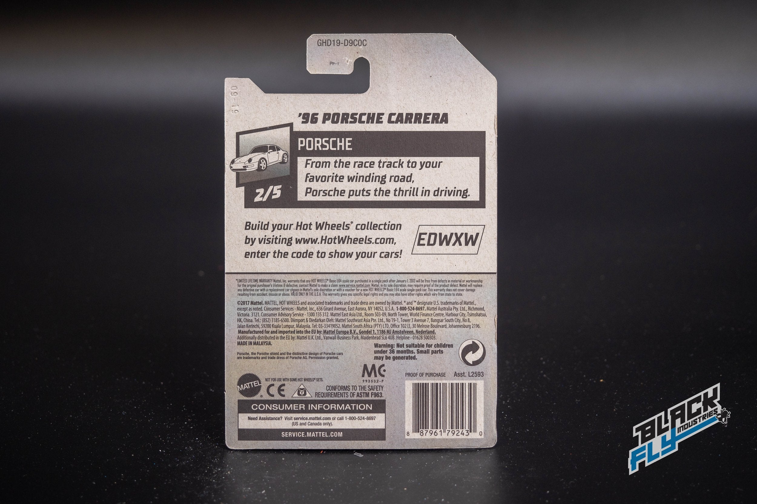 Hot Wheels - 96' Porsche Carrera - Black – Black Fly Industries